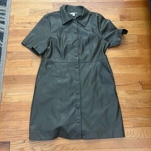 TopShop Green Faux Leather Dresss Size 12